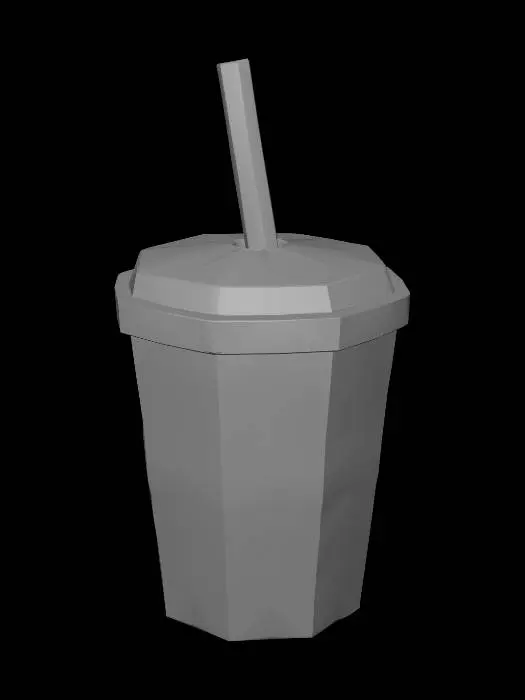 3D model for Origami Cup with Striped Straw