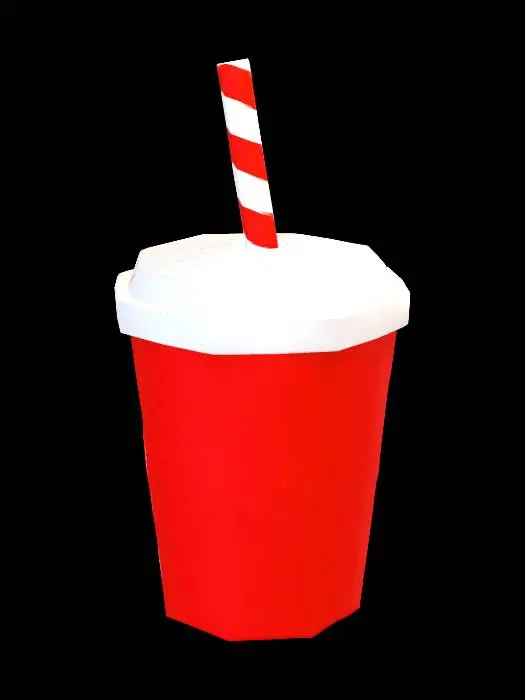 3D model for Origami Cup with Striped Straw