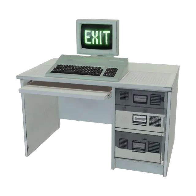 3D model for Retro Computer on a Wooden Desk