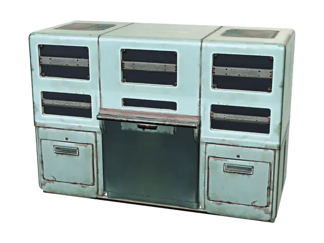 Modèle 3D Vintage teal kitchen range, généré par IA
