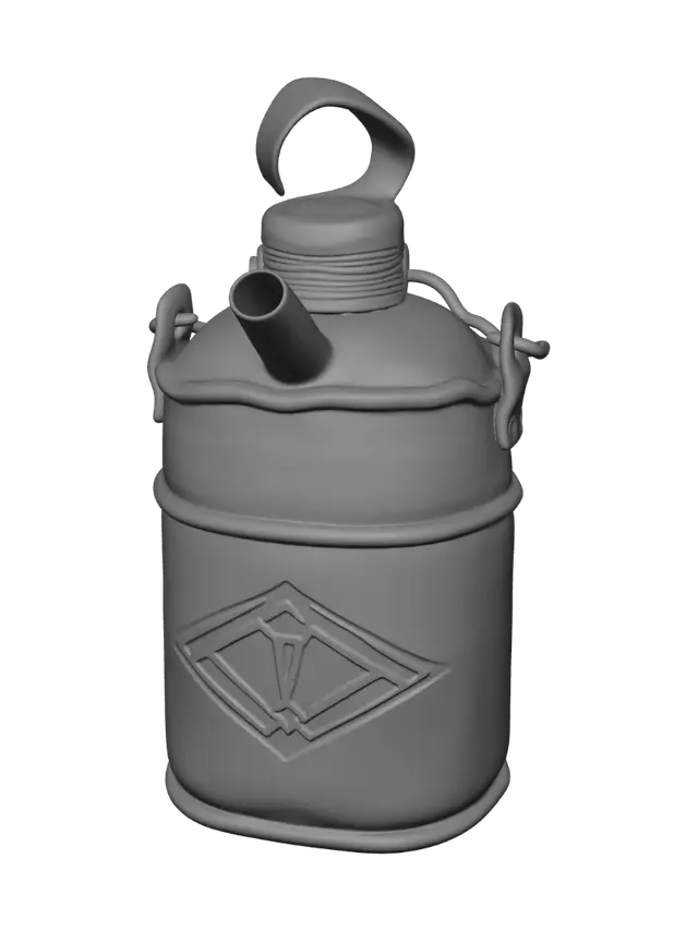 3D model for Rusty red oil can