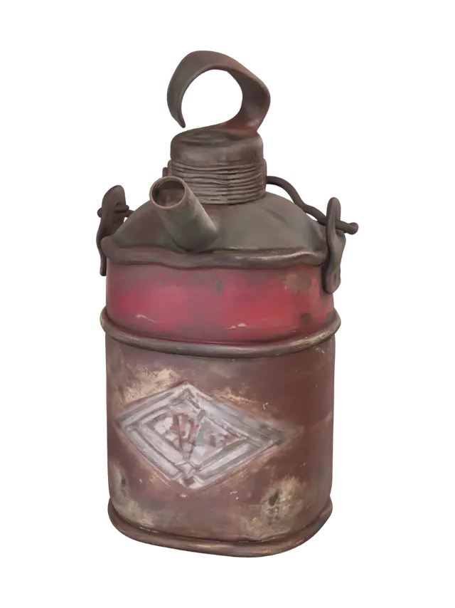 3D model for Rusty red oil can