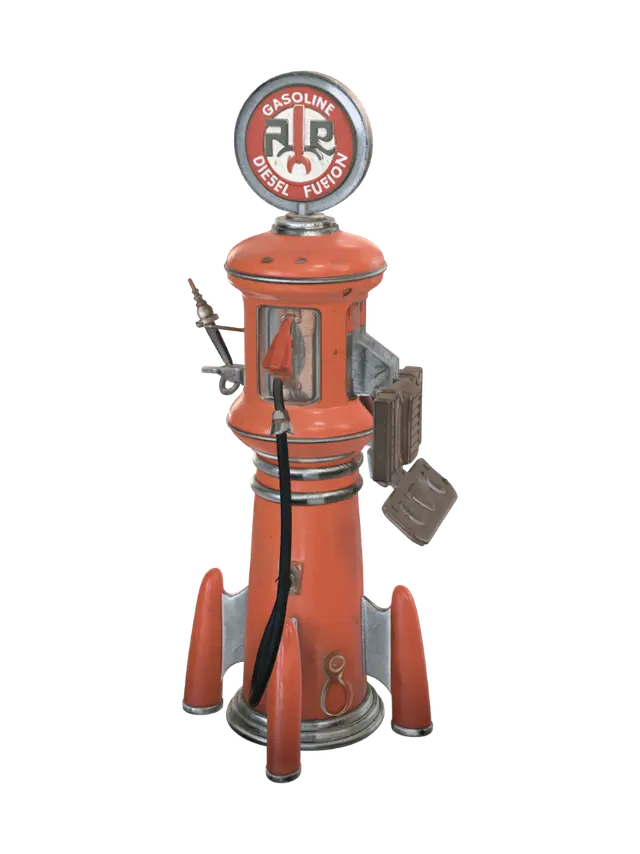 3D model for Vintage Orange Gas Pump