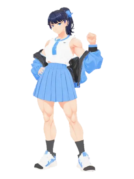Strength in Style Maid Elegance with anime figure face - Waifu 3D model, vytvořený pomocí AI