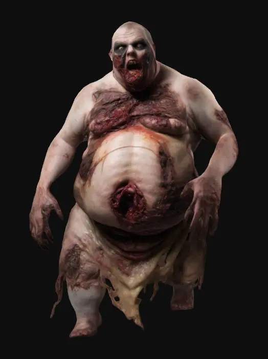 3D model for male over weight Zombie rotten flesh bloated