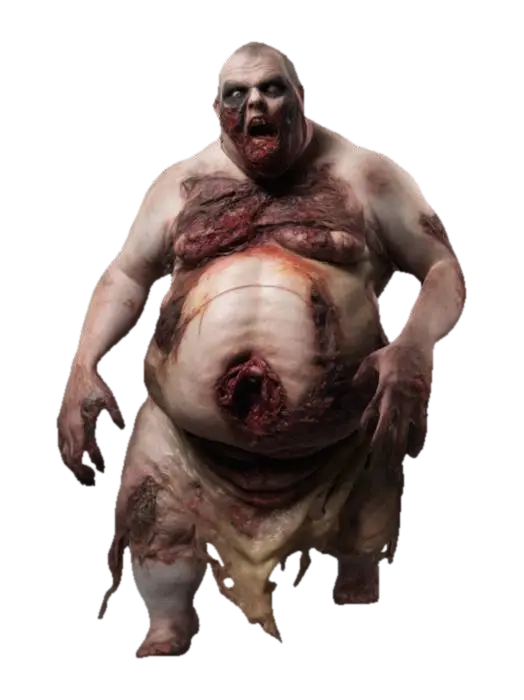 3D model for male over weight Zombie rotten flesh bloated
