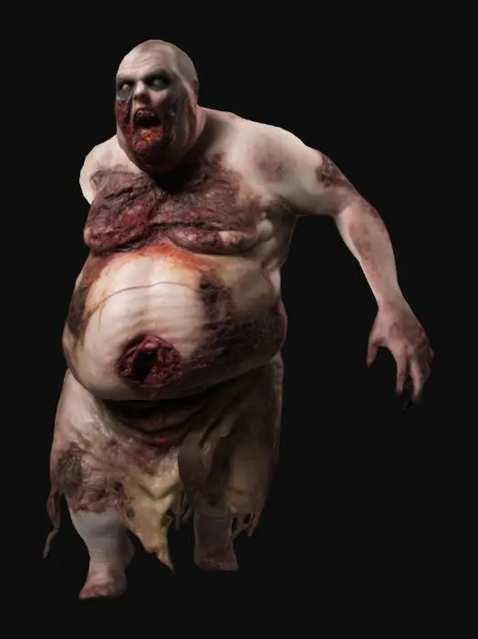 3D model for male over weight Zombie rotten flesh bloated