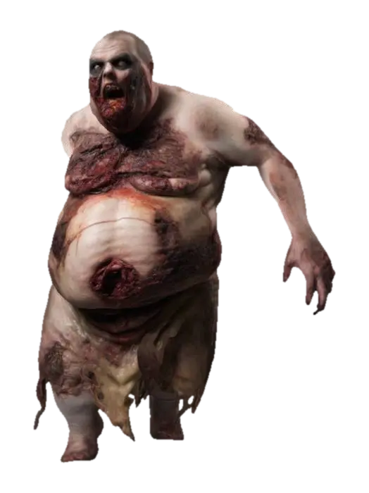 3D model for male over weight Zombie rotten flesh bloated