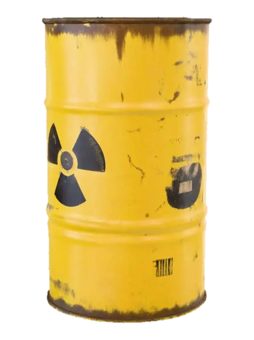 3D model for One old yellow radioactive barrel with closed lid. 
