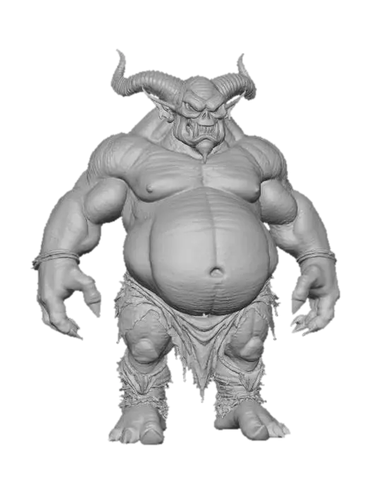 3D model for fat wobbly orc head scary satanic demon