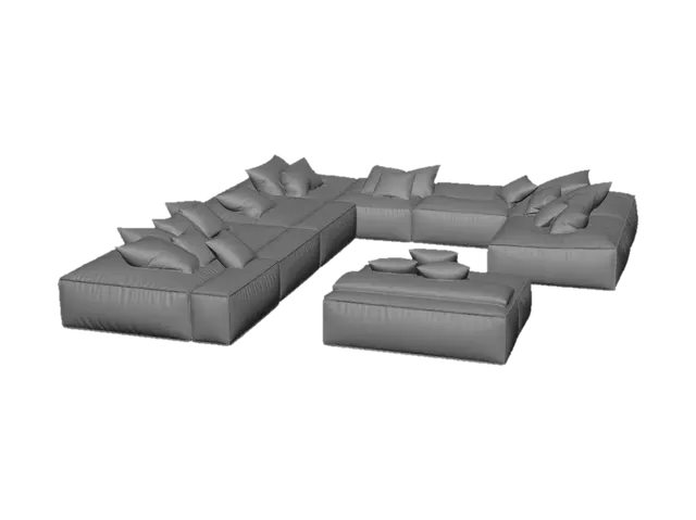3D model for Cream Modular Sectional Sofa