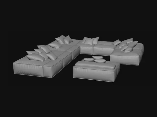 3D model for Cream Modular Sectional Sofa