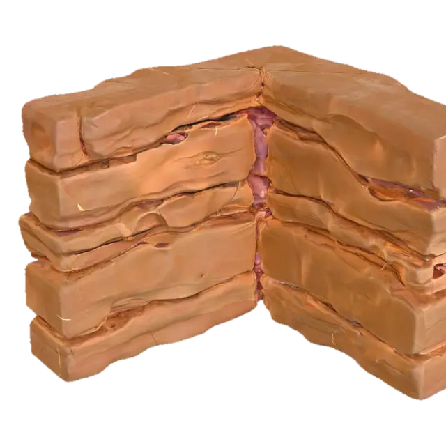 An inside-corner sandstone piece, meticulously designed to seamlessly join wall… 3D model, vytvořený pomocí AI