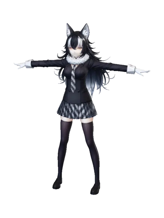 3D model for Midnight Whiskers in a School Uniform
