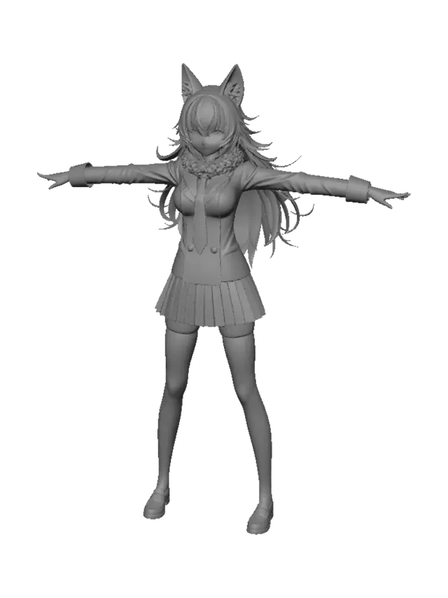 3D model for Midnight Whiskers in a School Uniform