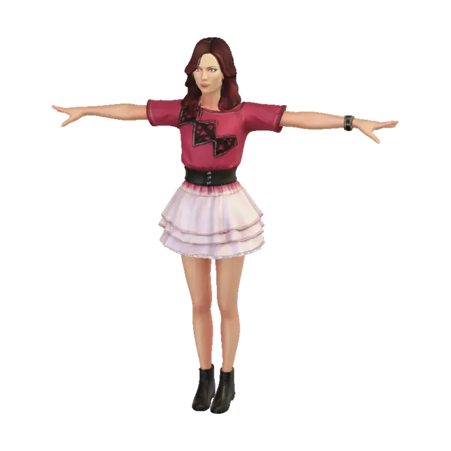 3D model for Open-Armed Fashion Doll in Pink