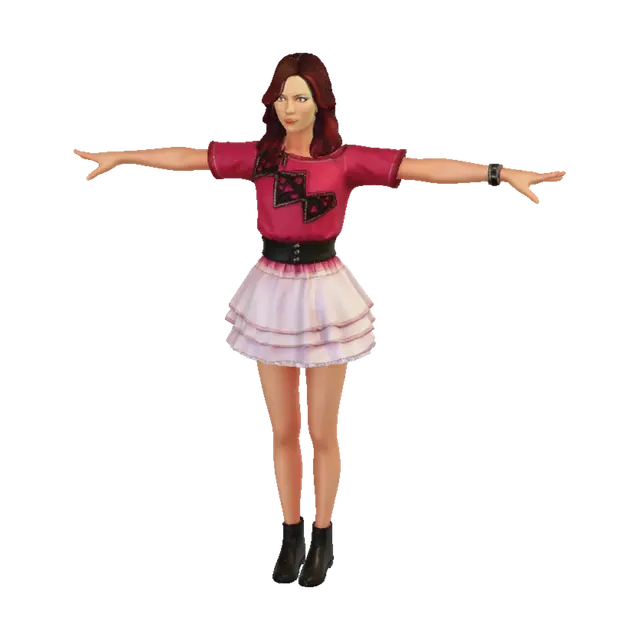 3D model for Open-Armed Fashion Doll in Pink
