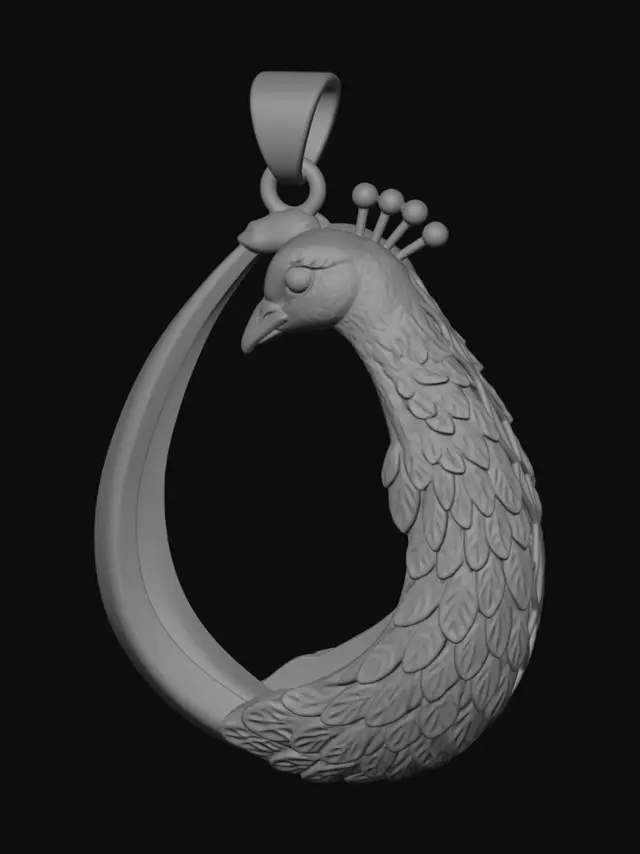 3D model for Golden Peacock Pendant
