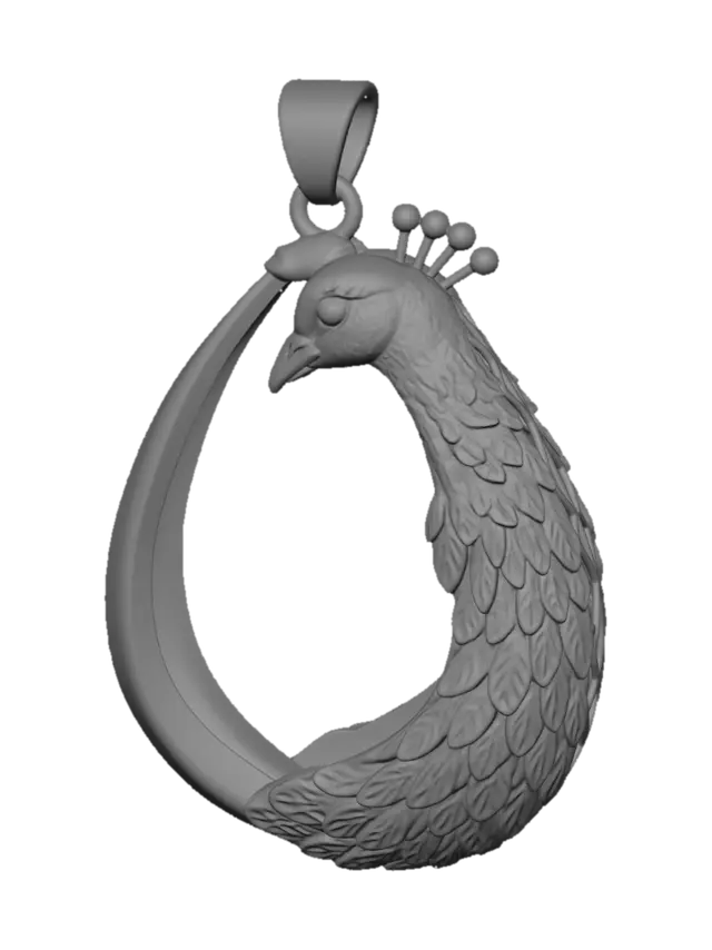 3D model for Golden Peacock Pendant