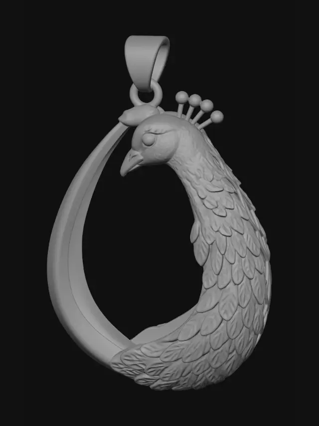3D model for Golden Peacock Pendant