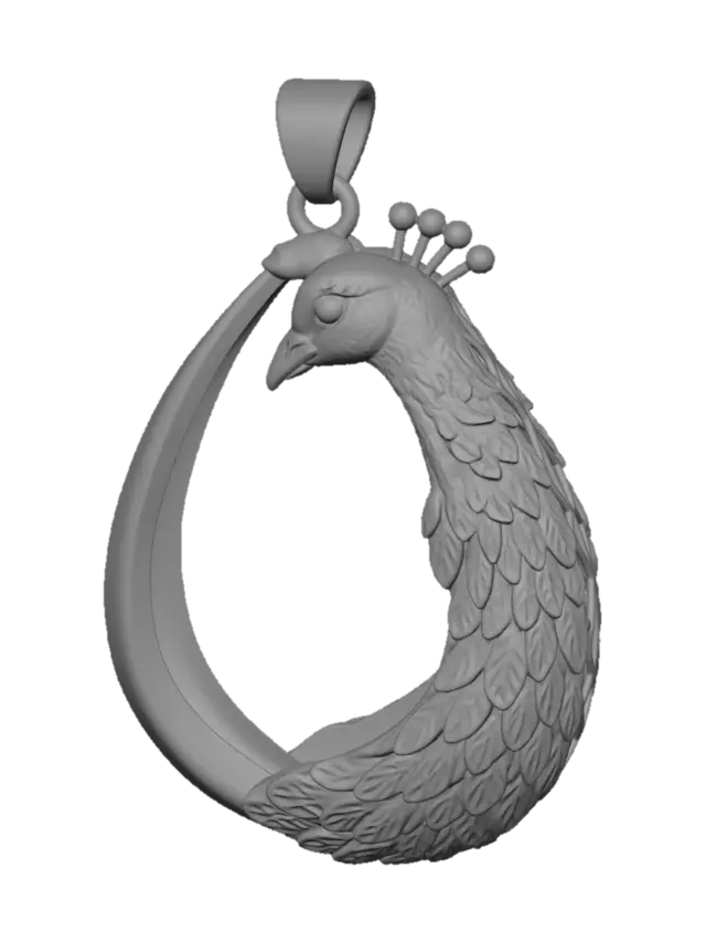 3D model for Golden Peacock Pendant