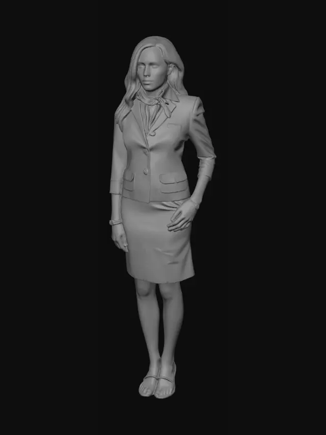 3D model for Navy Business Suit with Scarf