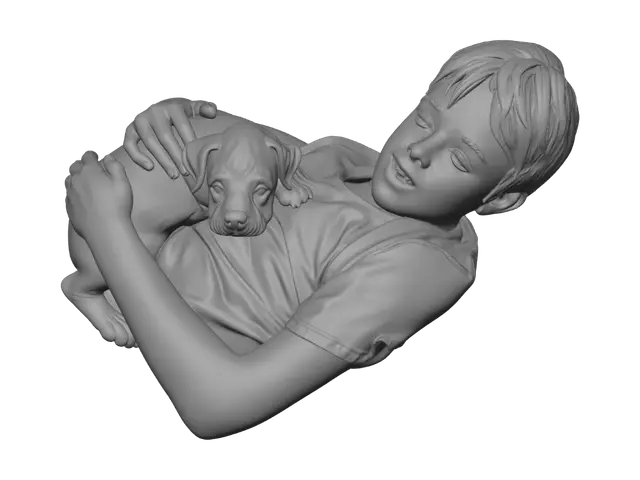 3D model for Boy Holding a Puppy