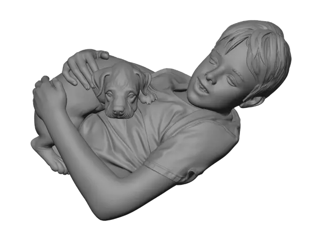 3D model for Boy Holding a Puppy