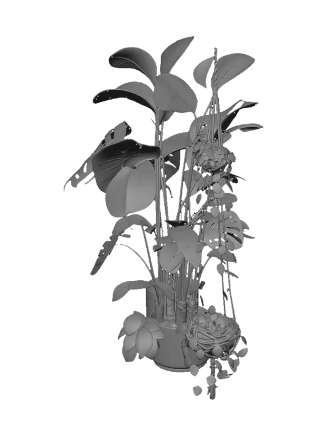 3D model for 室内、観葉植物、大型