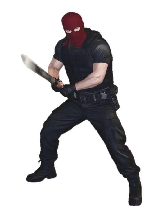 Masked Combatant - Badguy 3D model, vytvořený pomocí AI