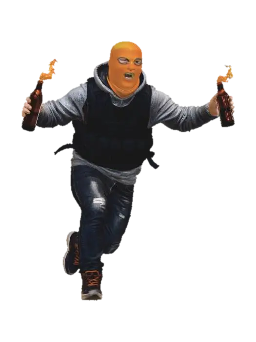 Masked Molotov Runner - Badguy 3D model, vytvořený pomocí AI