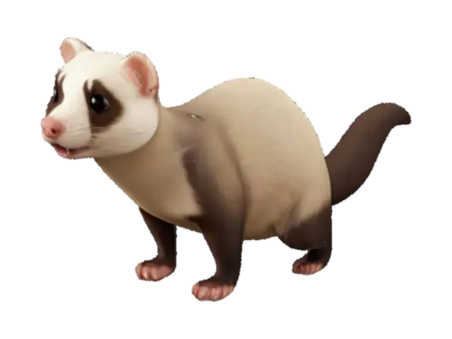 a frisky cartoon ferret 3D model, vytvořený pomocí AI
