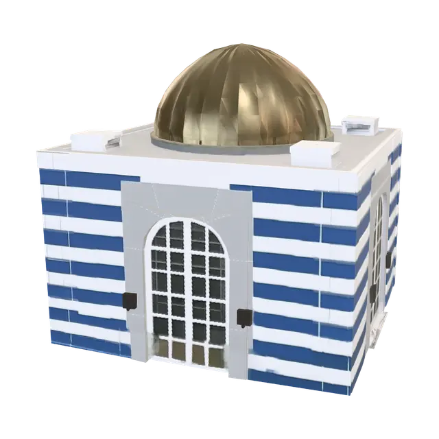 Blue White Greek Building with a Golden Dome - Saint 3D model, vytvořený pomocí AI