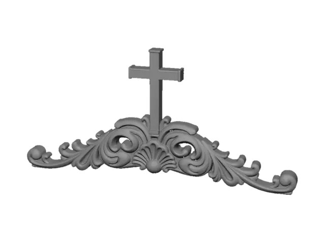 3D model for Cross with Ornamental Scrollwork