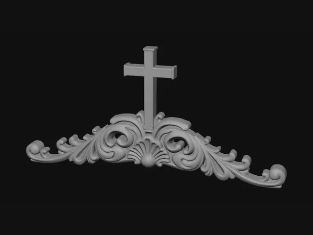 3D model for Cross with Ornamental Scrollwork