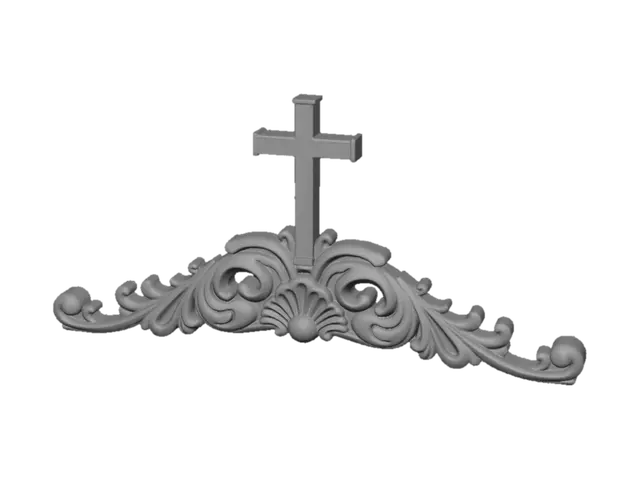 3D model for Cross with Ornamental Scrollwork
