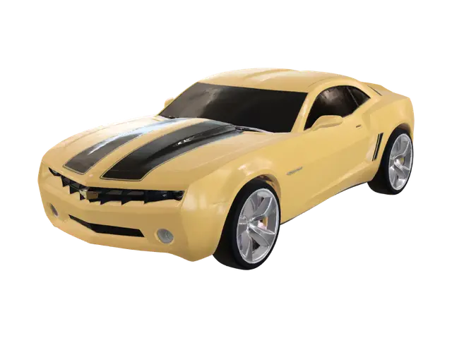 3D model for Yellow Camaro with racing stripes