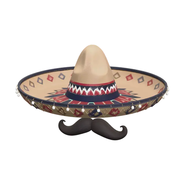 Ornate Mexican Cowboy Hat 3D model, vytvořený pomocí AI