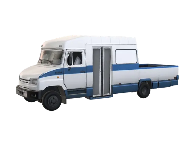 Blue and White Shuttle Bus 3D model, vytvořený pomocí AI