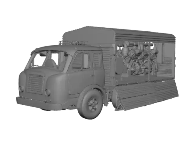 3D model for Rusty vintage truck with a cargo trailer