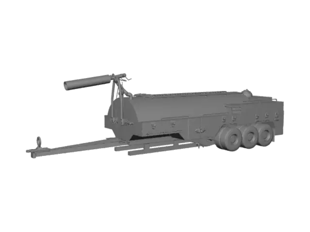 3D model for Desert Red Tanker on Flatbed Trailer