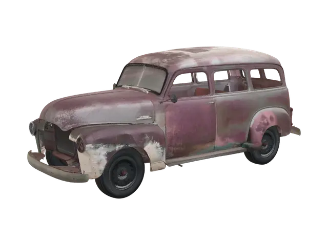 3D model for Rusty Vintage Sedan in a Field