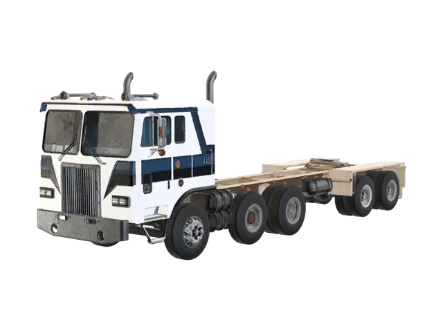 Blue Stripe Cabover Truck - Livery 3D model, vytvořený pomocí AI