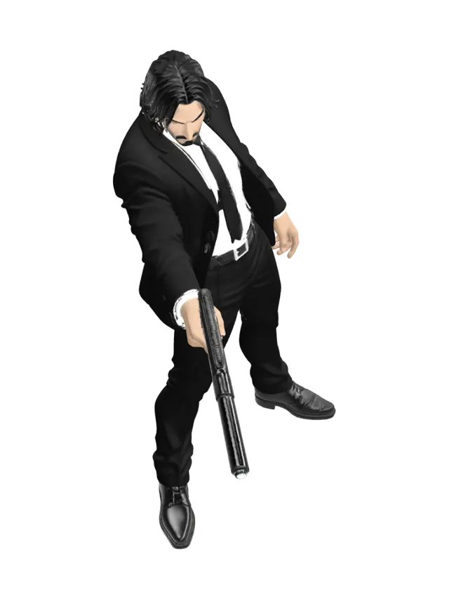John Wick - Gentleman 3D model, vytvořený pomocí AI