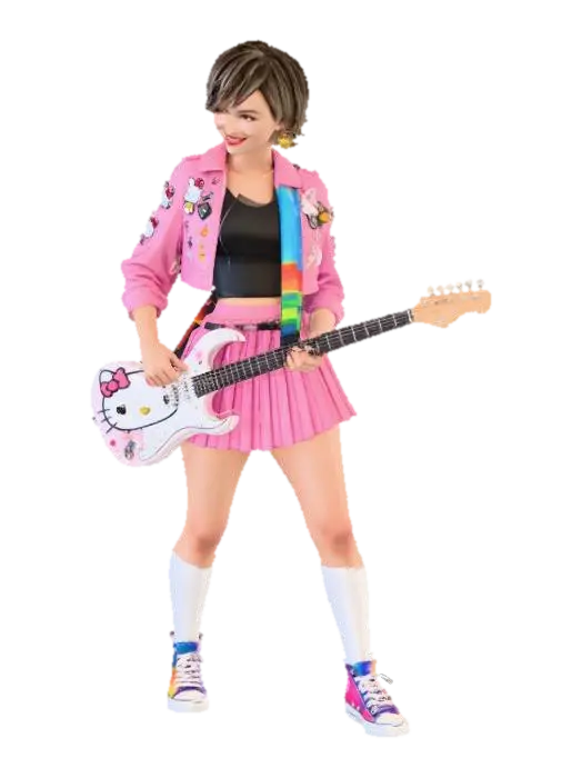 Musical Whimsy - Characterplayer 3D model, vytvořený pomocí AI