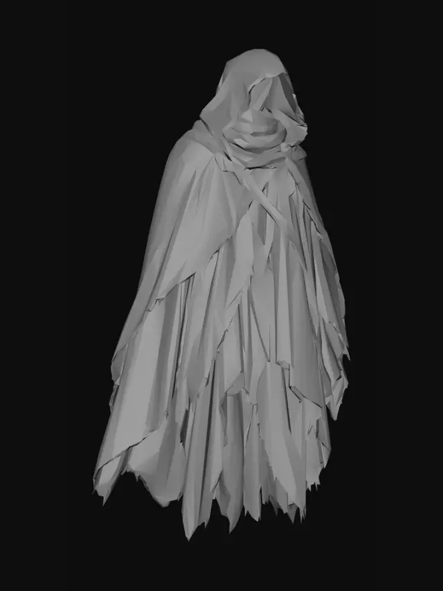 3D model for Hooded Figure in Tattered Cloak