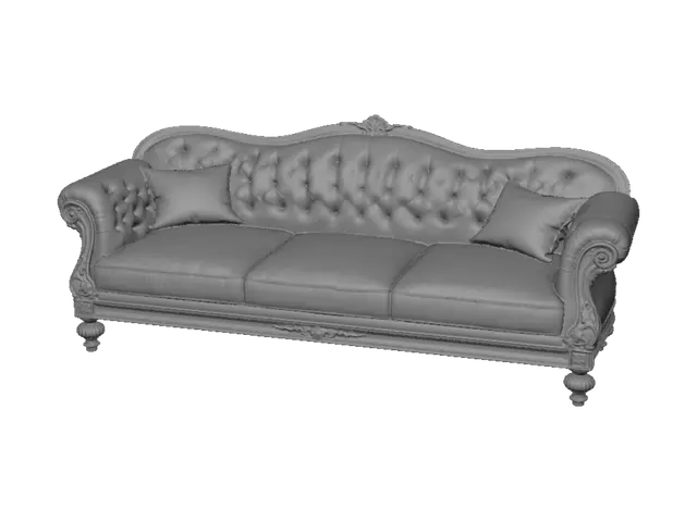 3D model for Emerald Velvet Tufted Sofa