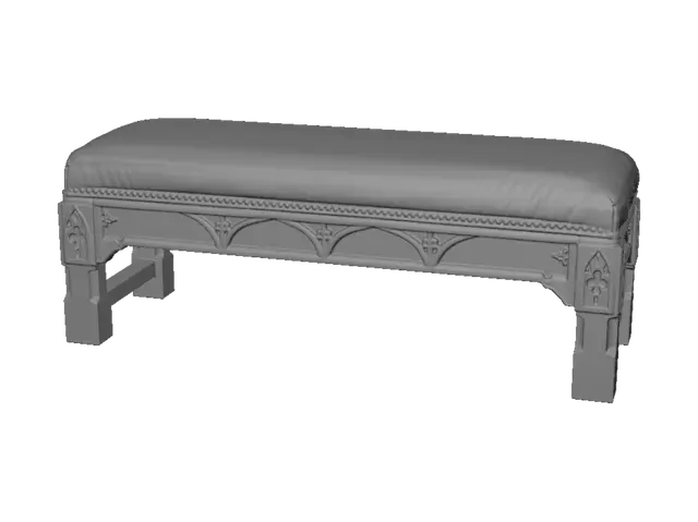 3D model for Emerald Velvet Gothic Bench