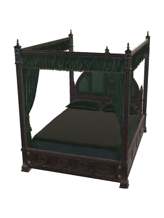 3D model for Emerald Gothic Four-Poster Bed