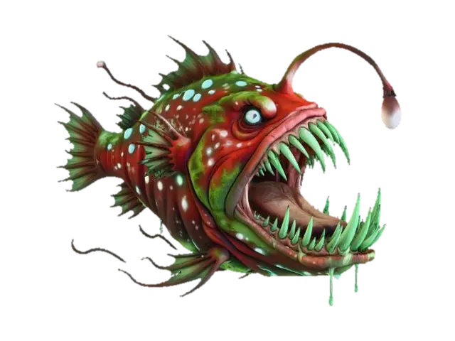 Luminous Abyss Predator 3D model, vytvořený pomocí AI